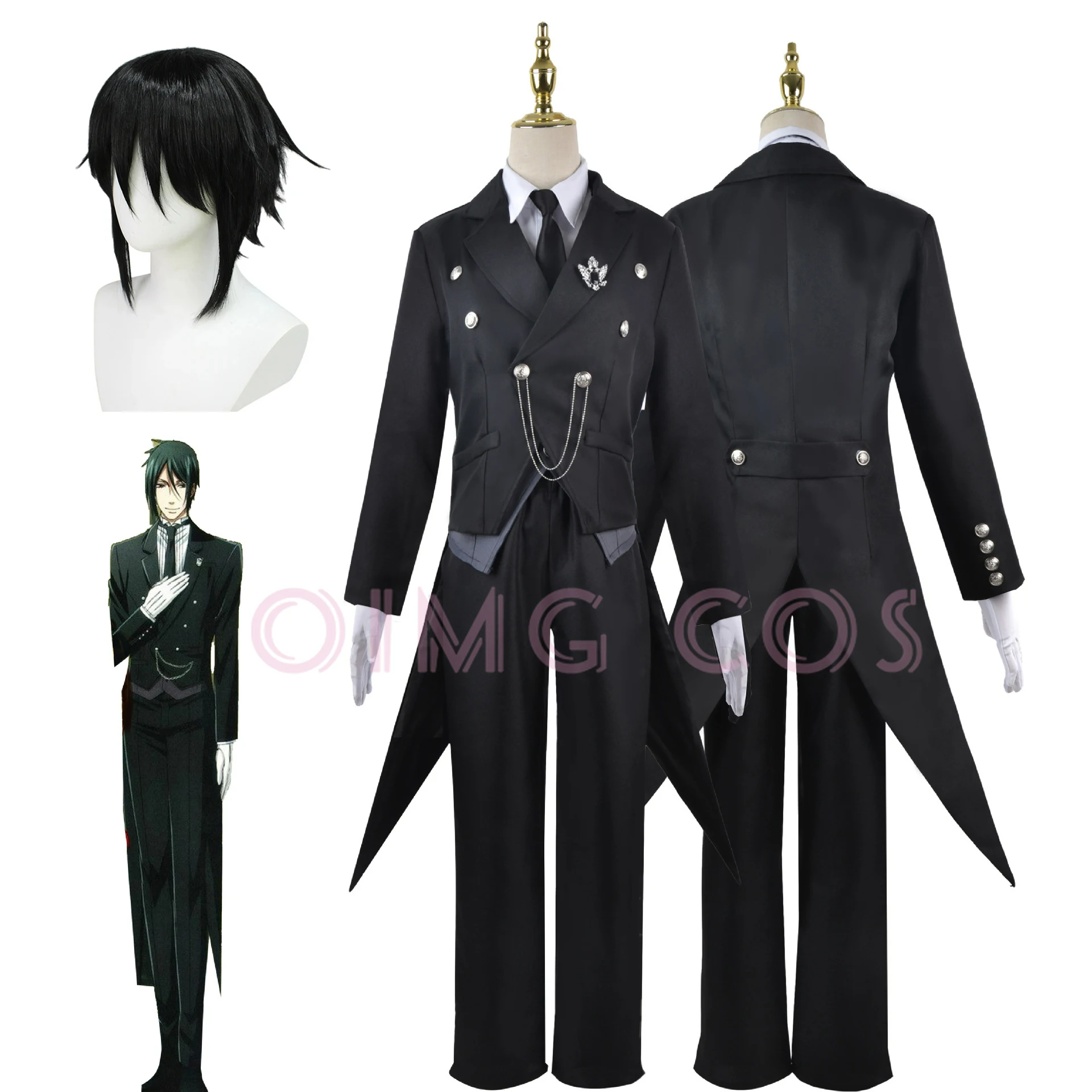 Sebastian Michaelis Cosplay Costume Black Butler Adult Carnival Uniform Wig Anime Halloween Party Costumes Masquerade