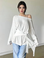 Off-Shoulder Oversized Long Sleeve Top - Off-Shoulder Long Sleeve Top
