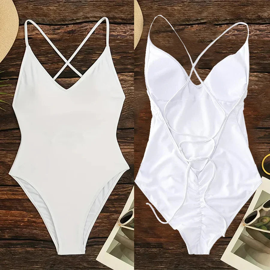 Solid One Piece Swimsuit Women Swimwear 2025 New Bikini Sexy Bodysuit Plus Size Bathing Suit Swimming Suit maillot de