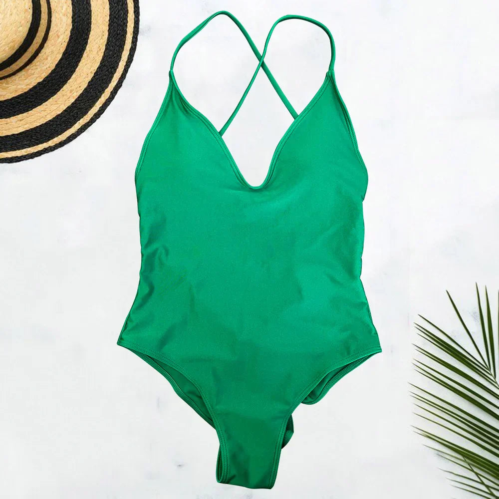 Solid One Piece Swimsuit Women Swimwear 2025 New Bikini Sexy Bodysuit Plus Size Bathing Suit Swimming Suit maillot de