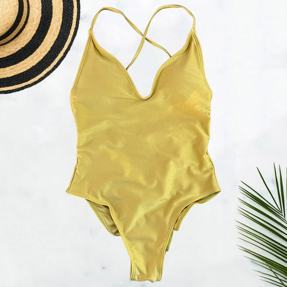 Solid One Piece Swimsuit Women Swimwear 2025 New Bikini Sexy Bodysuit Plus Size Bathing Suit Swimming Suit maillot de