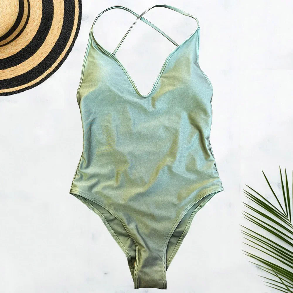 Solid One Piece Swimsuit Women Swimwear 2025 New Bikini Sexy Bodysuit Plus Size Bathing Suit Swimming Suit maillot de