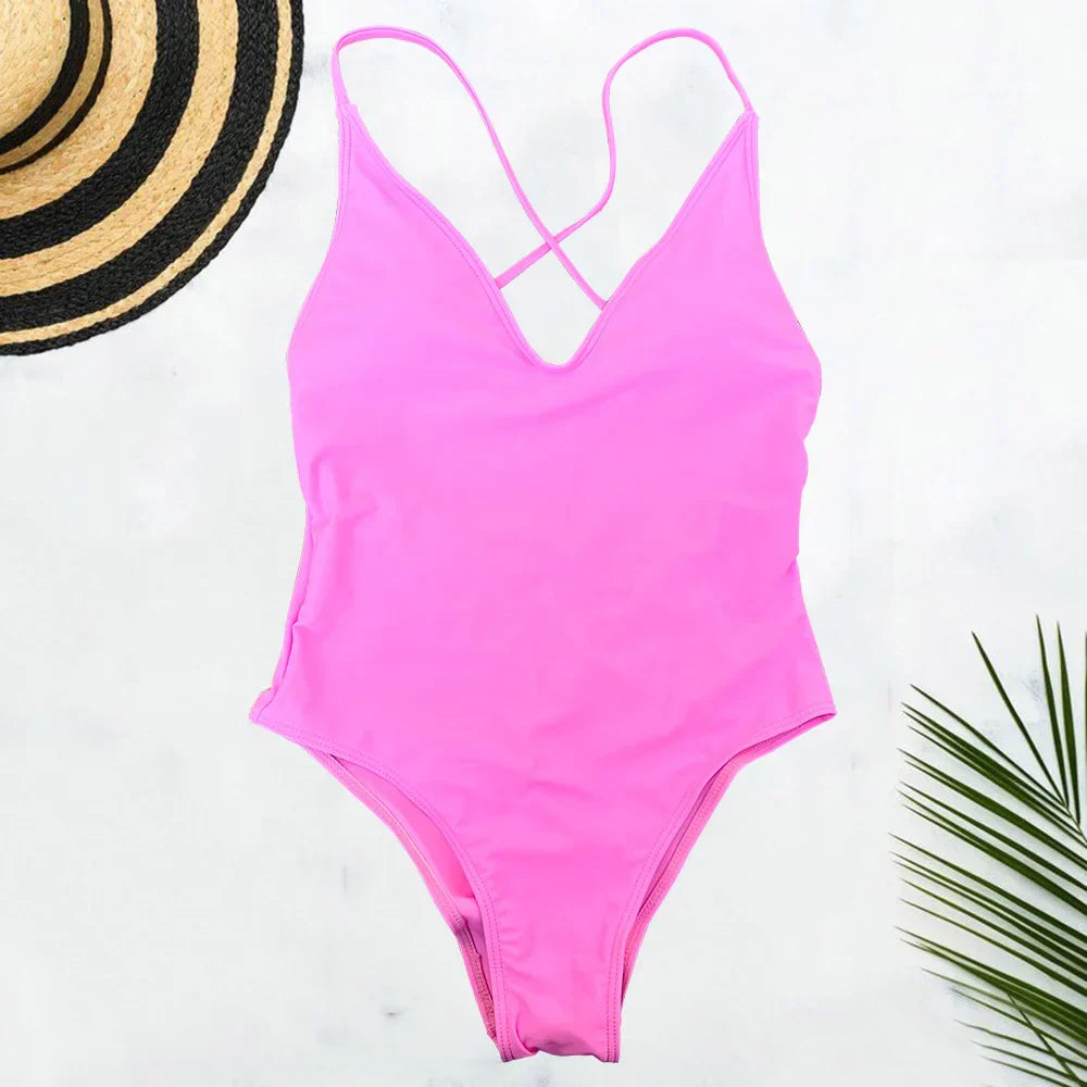 Solid One Piece Swimsuit Women Swimwear 2025 New Bikini Sexy Bodysuit Plus Size Bathing Suit Swimming Suit maillot de