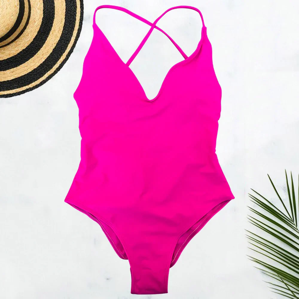 Solid One Piece Swimsuit Women Swimwear 2025 New Bikini Sexy Bodysuit Plus Size Bathing Suit Swimming Suit maillot de