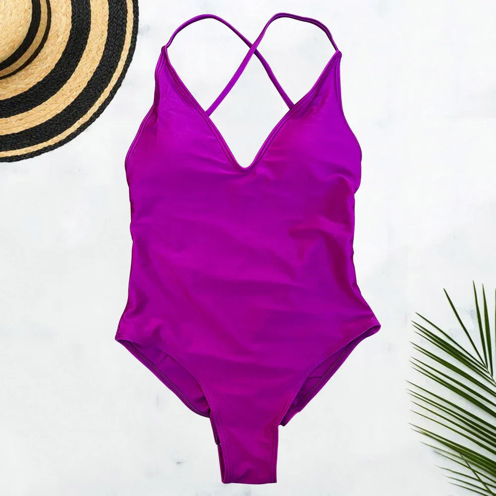 Solid One Piece Swimsuit Women Swimwear 2025 New Bikini Sexy Bodysuit Plus Size Bathing Suit Swimming Suit maillot de