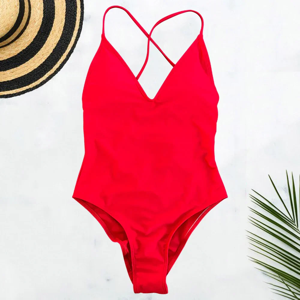 Solid One Piece Swimsuit Women Swimwear 2025 New Bikini Sexy Bodysuit Plus Size Bathing Suit Swimming Suit maillot de