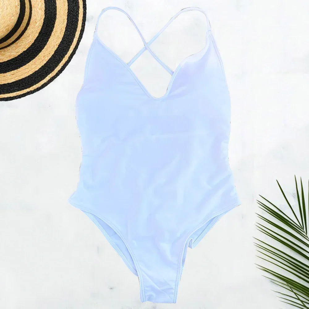 Solid One Piece Swimsuit Women Swimwear 2025 New Bikini Sexy Bodysuit Plus Size Bathing Suit Swimming Suit maillot de
