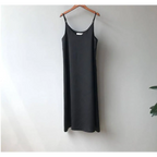 Satin Slip Dress Midi Sleeveless V-Neck Empire Waist