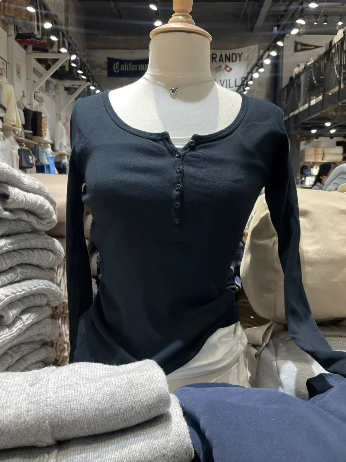Six Buttons Ribbed Long Sleeve T-shirts Women Spring Round Neck Cotton Slim Tee Top Female Sweet Cute Pink Tshirt Y2k