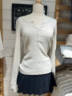Six Buttons Ribbed Long Sleeve T-shirts Women Spring Round Neck Cotton Slim Tee Top Female Sweet Cute Pink Tshirt Y2k