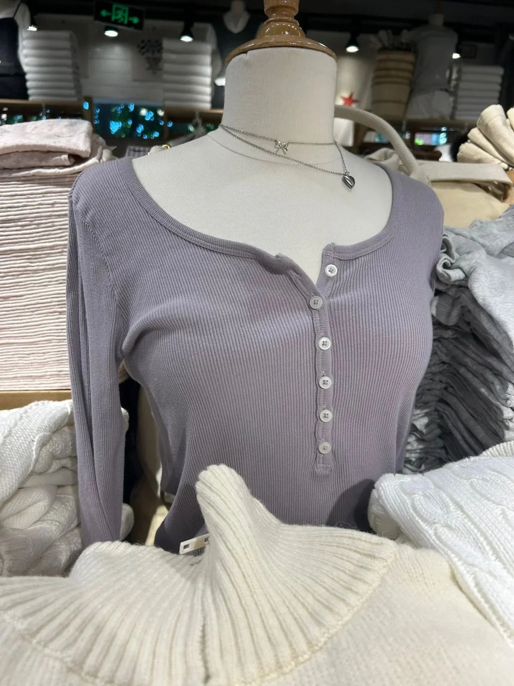 Six Buttons Ribbed Long Sleeve T-shirts Women Spring Round Neck Cotton Slim Tee Top Female Sweet Cute Pink Tshirt Y2k