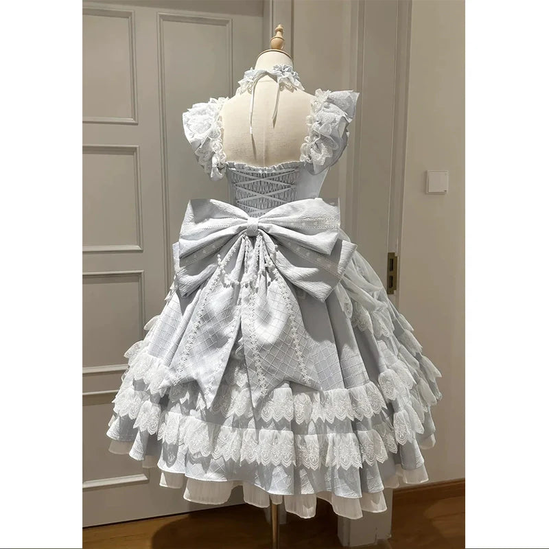 Whispering Snowfall Lace Princess JSK - kawaii-inspired outfit in pastel colors - 43870146