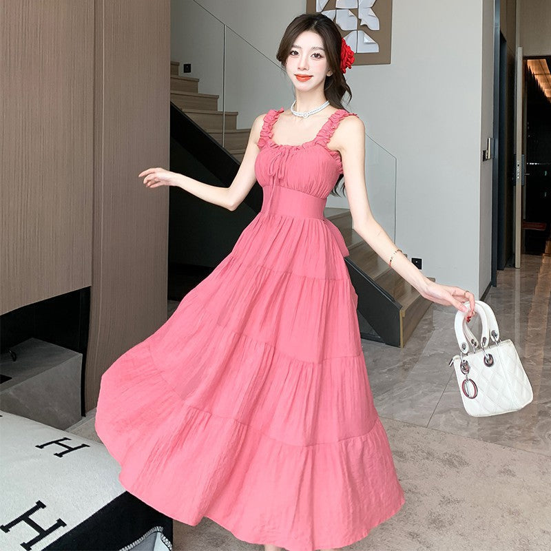 Dopamine Outfit Seaside Resort Style Beach Dress 2024 Cross-Border French Style Sexy Dress