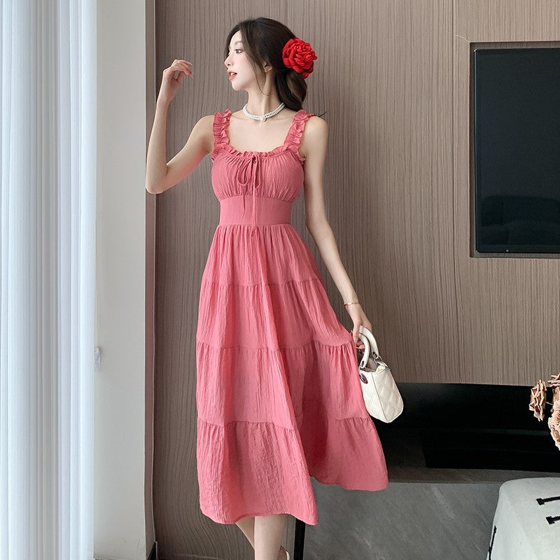 Dopamine Outfit Seaside Resort Style Beach Dress 2024 Cross-Border French Style Sexy Dress