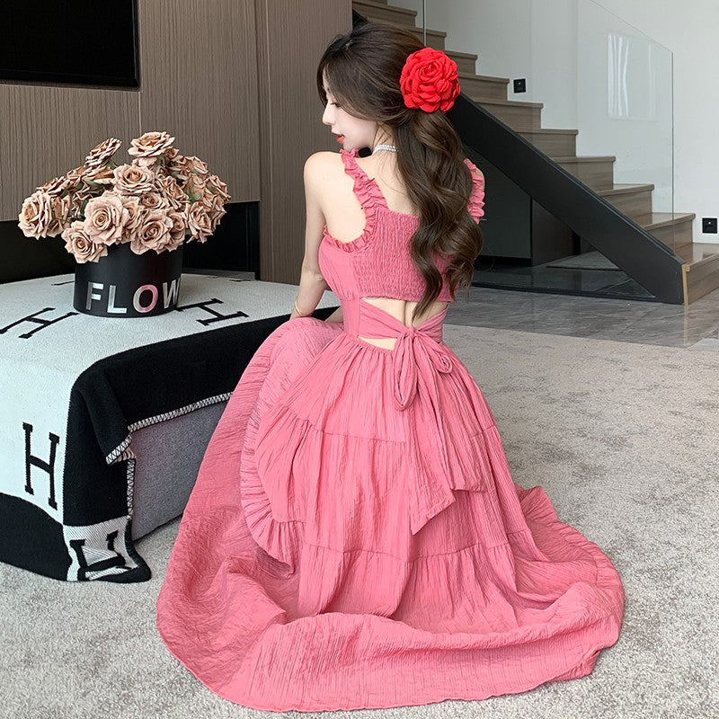 Dopamine Outfit Seaside Resort Style Beach Dress 2024 Cross-Border French Style Sexy Dress