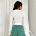 Slim Fit Long Sleeve T-Shirt Top - Long Sleeve T-Shirt