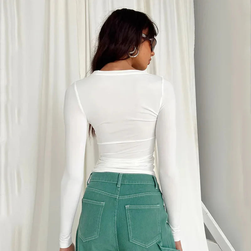 Slim Fit Long Sleeve T-Shirt Top - Long Sleeve T-Shirt