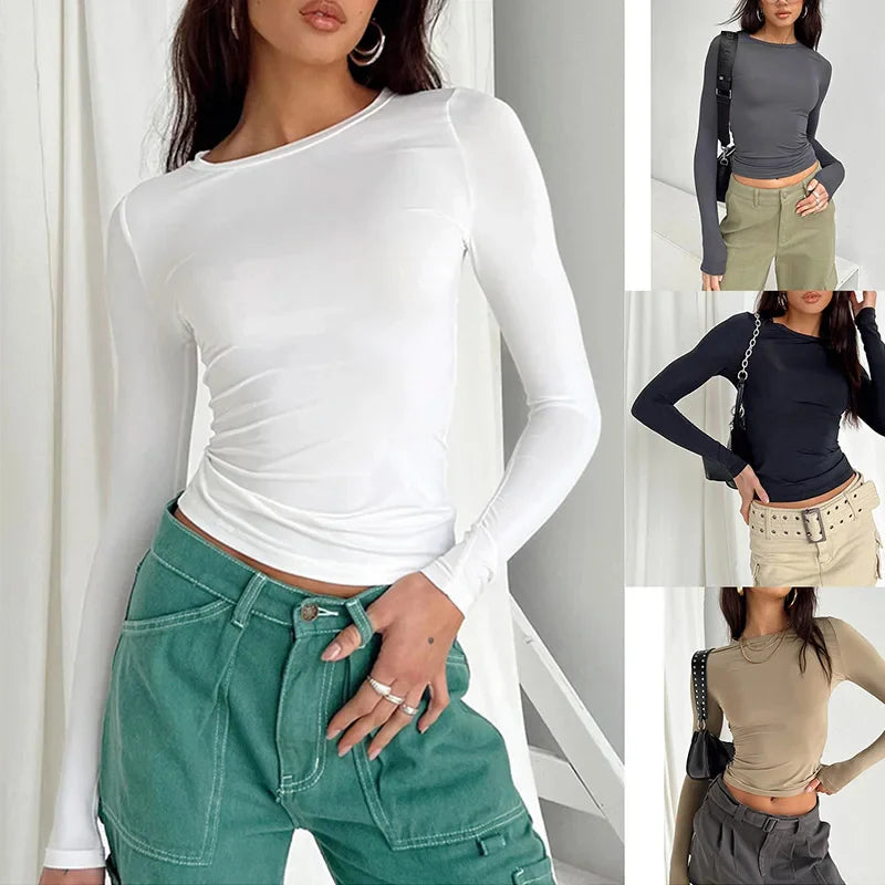 Slim Fit Long Sleeve T-Shirt Top - Long Sleeve T-Shirt