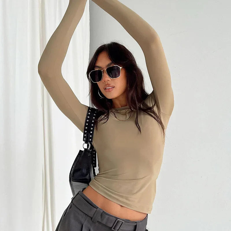 Slim Fit Long Sleeve T-Shirt Top - Long Sleeve T-Shirt