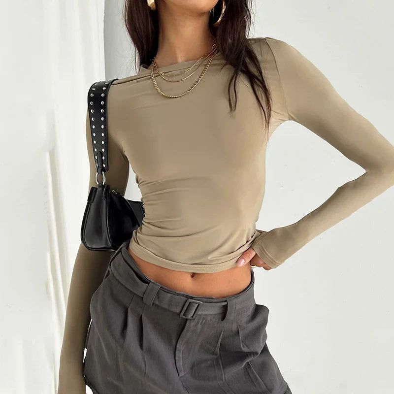 Slim Fit Long Sleeve T-Shirt Top - Long Sleeve T-Shirt