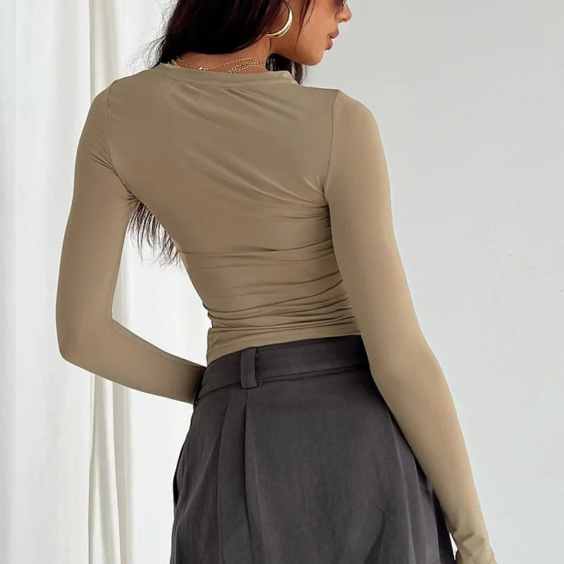 Slim Fit Long Sleeve T-Shirt Top - Long Sleeve T-Shirt