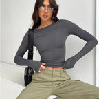 Slim Fit Long Sleeve T-Shirt Top - Long Sleeve T-Shirt