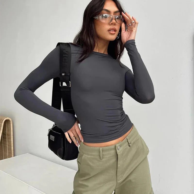 Slim Fit Long Sleeve T-Shirt Top - Long Sleeve T-Shirt