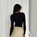 Slim Fit Long Sleeve T-Shirt Top - Long Sleeve T-Shirt