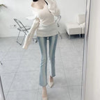 South Korea Dongdaemun New V-neck Sweater Abstinence Waist-hip Ratio Tight Waist Slim-fit Sweater Warm Sweater