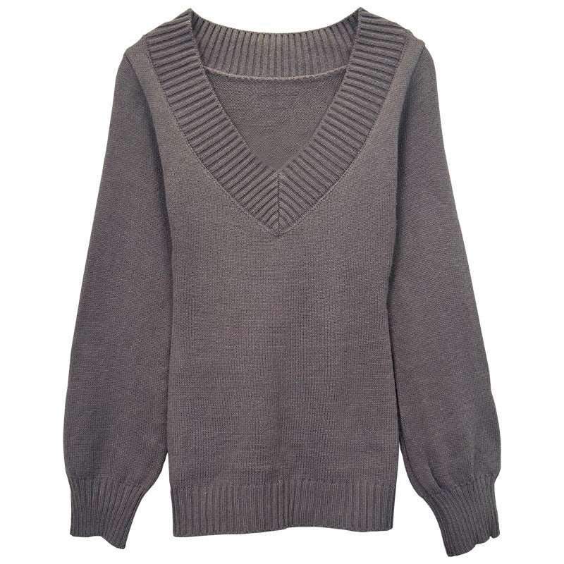 South Korea Dongdaemun New V-neck Sweater Abstinence Waist-hip Ratio Tight Waist Slim-fit Sweater Warm Sweater
