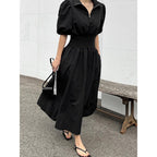 Foreign Trade Women’s Clothing Romantic Korean Chic Short-Sleeved Dress Slim Waist Splicing Dress K-Style