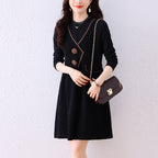 Fake Two-Piece Spliced Plus-Size Dress for Women 2026 Spring New Korean Style Slim-Fit Black Dress