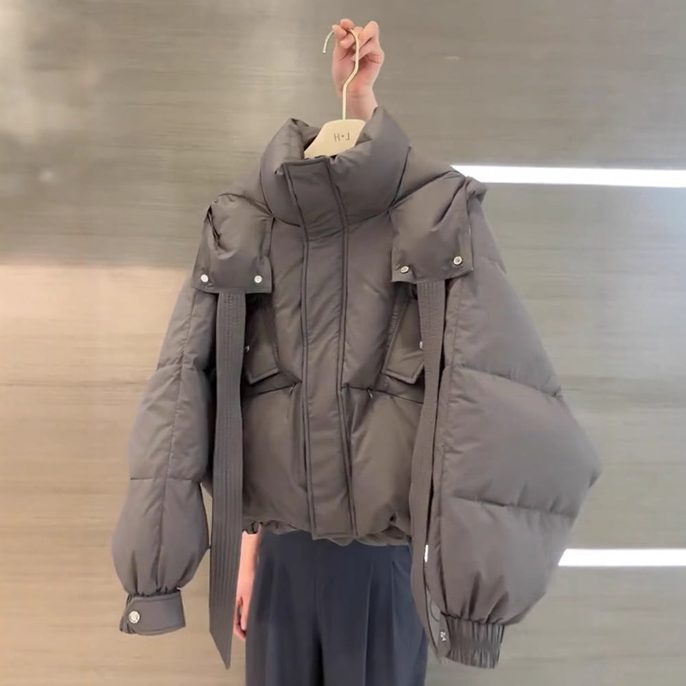 This Year’s Popular Super Good-Looking Cotton Clothes for Women Short Gray Bread Clothes for Small People Winter Warm