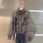 This Year’s Popular Super Good-Looking Cotton Clothes for Women Short Gray Bread Clothes for Small People Winter Warm