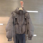 This Year’s Popular Super Good-Looking Cotton Clothes for Women Short Gray Bread Clothes for Small People Winter Warm