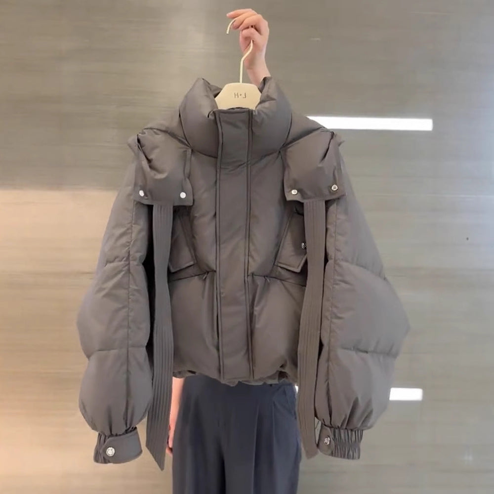 This Year’s Popular Super Good-Looking Cotton Clothes for Women Short Gray Bread Clothes for Small People Winter Warm