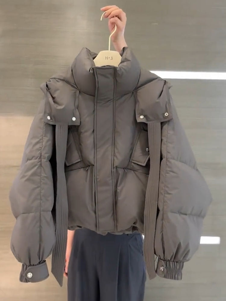 This Year’s Popular Super Good-Looking Cotton Clothes for Women Short Gray Bread Clothes for Small People Winter Warm