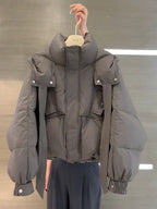 This Year’s Popular Super Good-Looking Cotton Clothes for Women Short Gray Bread Clothes for Small People Winter Warm