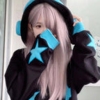 Star Patch Oversized Kawaii Hoodie - kawaii-inspired outfit in pastel colors - 46767308