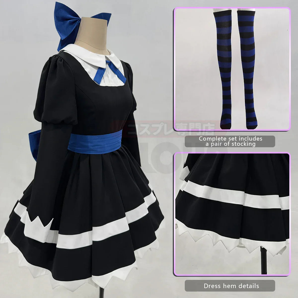 HOLOUN Stocking Panty Anime Stocking Anarchy Cosplay Costume Wig Dress Stockings Bowknot Cos Convention
