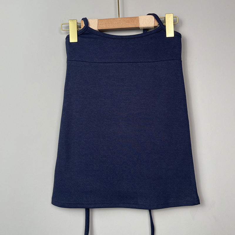 South Korea Dongdaemun New Shine Figure ~ Sexy Feminine Neck Bag Hip Outer Strap Skirt Korean Style - Dark Blue / Free