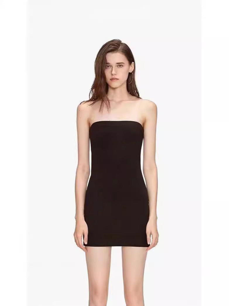 Strapless dress Base Long Dress Chest Wrapping Strapless Inner Wear Women’s Anti-glare Hot Girl Outer Wear Sexy Hip