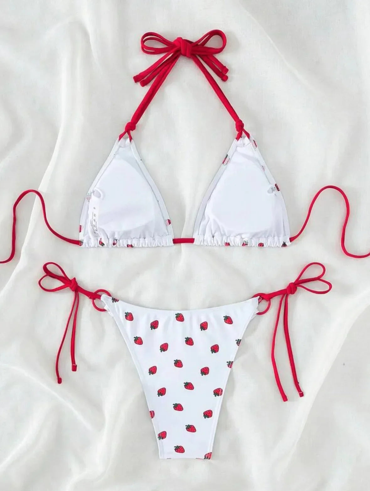 Sexy women cute strawberry print halter string micro bikini sets two pieces swimsuit Swimwear bathing suit beach