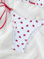 Sexy women cute strawberry print halter string micro bikini sets two pieces swimsuit Swimwear bathing suit beach