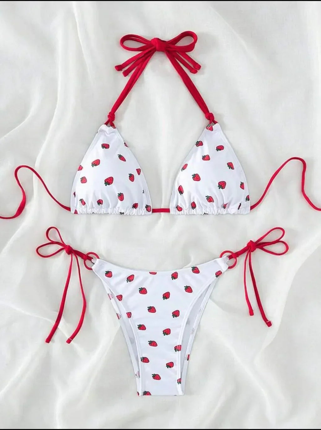 Sexy women cute strawberry print halter string micro bikini sets two pieces swimsuit Swimwear bathing suit beach