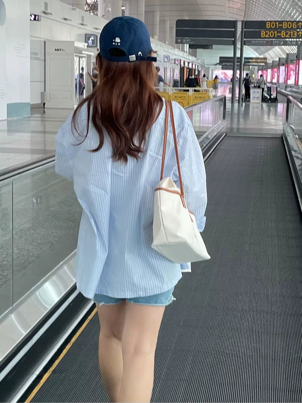 Blue Striped Summer Commuter Shirt - kawaii-inspired outfit in pastel colors - 80932712