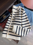 Striped Cropped Cardigan Top - Cropped Cardigan Top