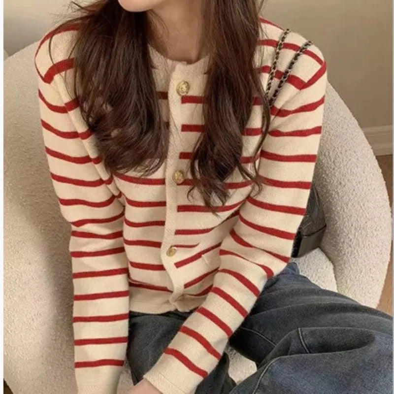 Striped Cropped Cardigan Top - Cropped Cardigan Top
