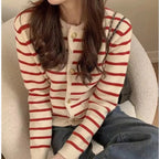 Striped Cropped Cardigan Top - Cropped Cardigan Top
