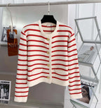 Striped Cropped Cardigan Top - Cropped Cardigan Top